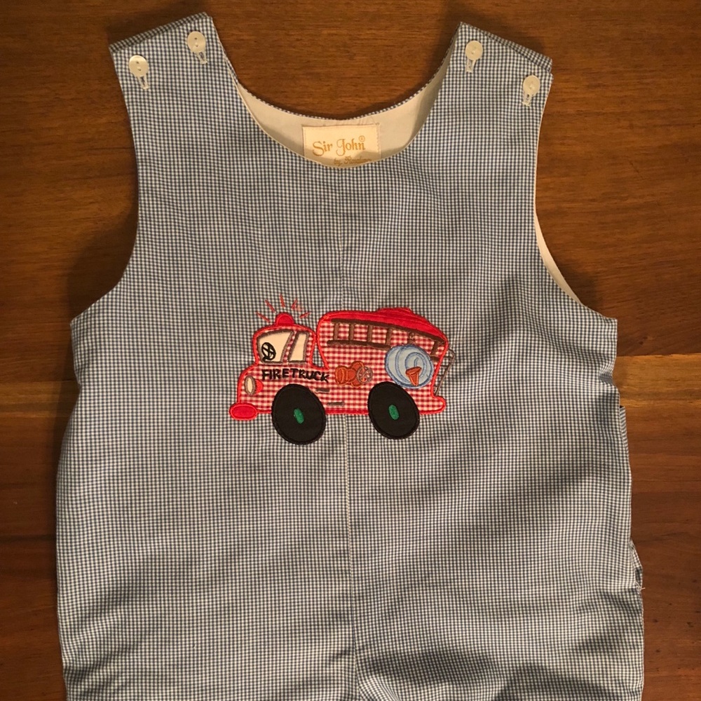 Smocked firetruck shortall